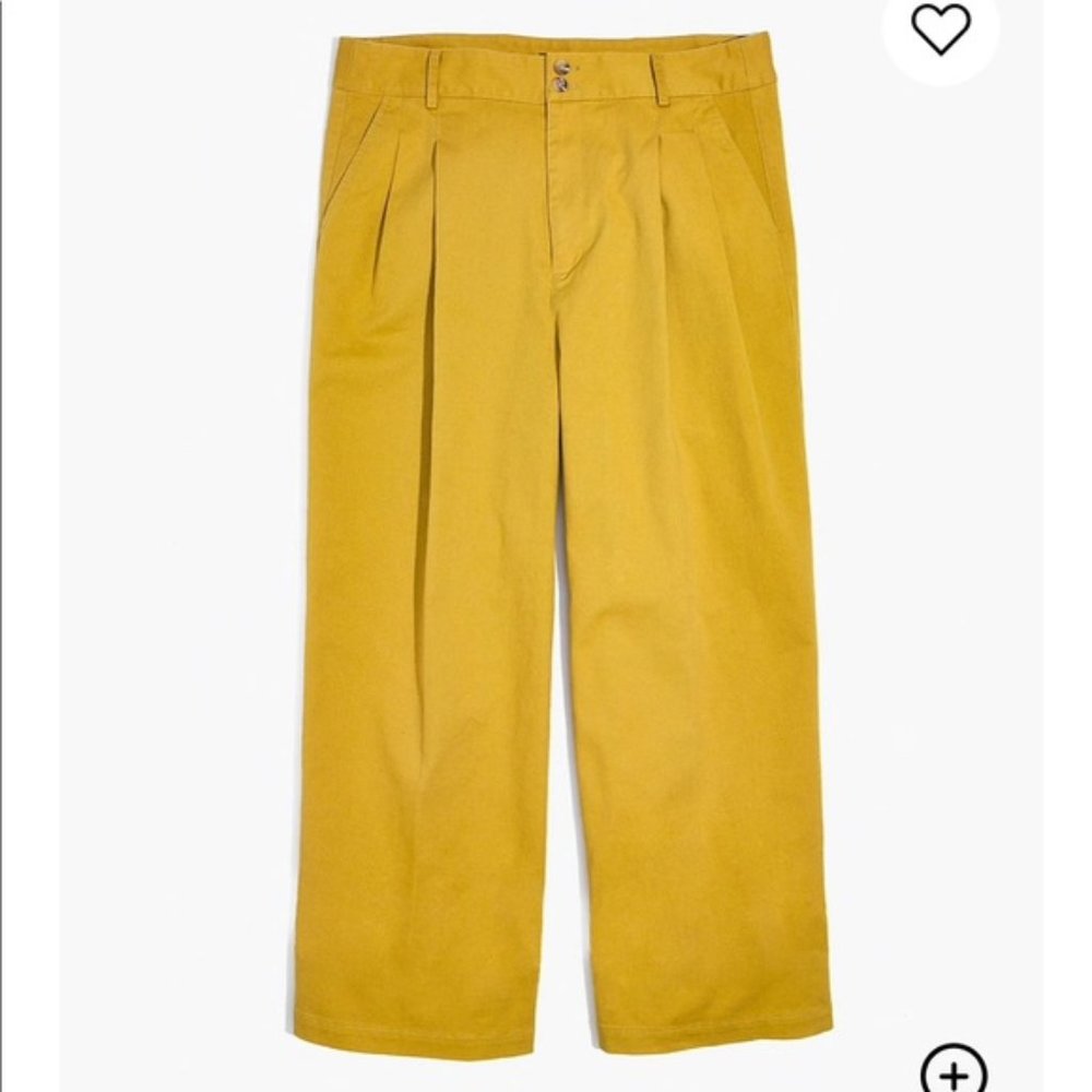 Madewell High-Rise Pleated Wide-Leg Pants (Yellow)